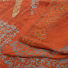 Sanskriti Vintage Sarees Orange 100% Ren Crepe Silke Trykt Sari Håndværk Bæredygtigt Stoff