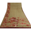 Sanskriti Vintage Sarees Olivengrøn/Rød Print Ren Crepe Silke Sari Håndværksmæssigt Bæredygtigt Stoff