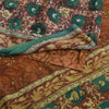 Sanskriti Vintage Sarees Multi Hand Beaded Pure Crepe Silk Printed Sari Sustainable Fabric