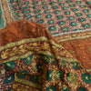 Sanskriti Vintage Sarees Multi Hand Beaded Pure Crepe Silk Printed Sari Sustainable Fabric