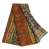 Sanskriti Vintage Sarees Multi Hand Beaded Pure Crepe Silk Printed Sari Sustainable Fabric