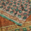 Sanskriti Vintage Sarees Multi Hand Beaded Pure Crepe Silk Printed Sari Sustainable Fabric