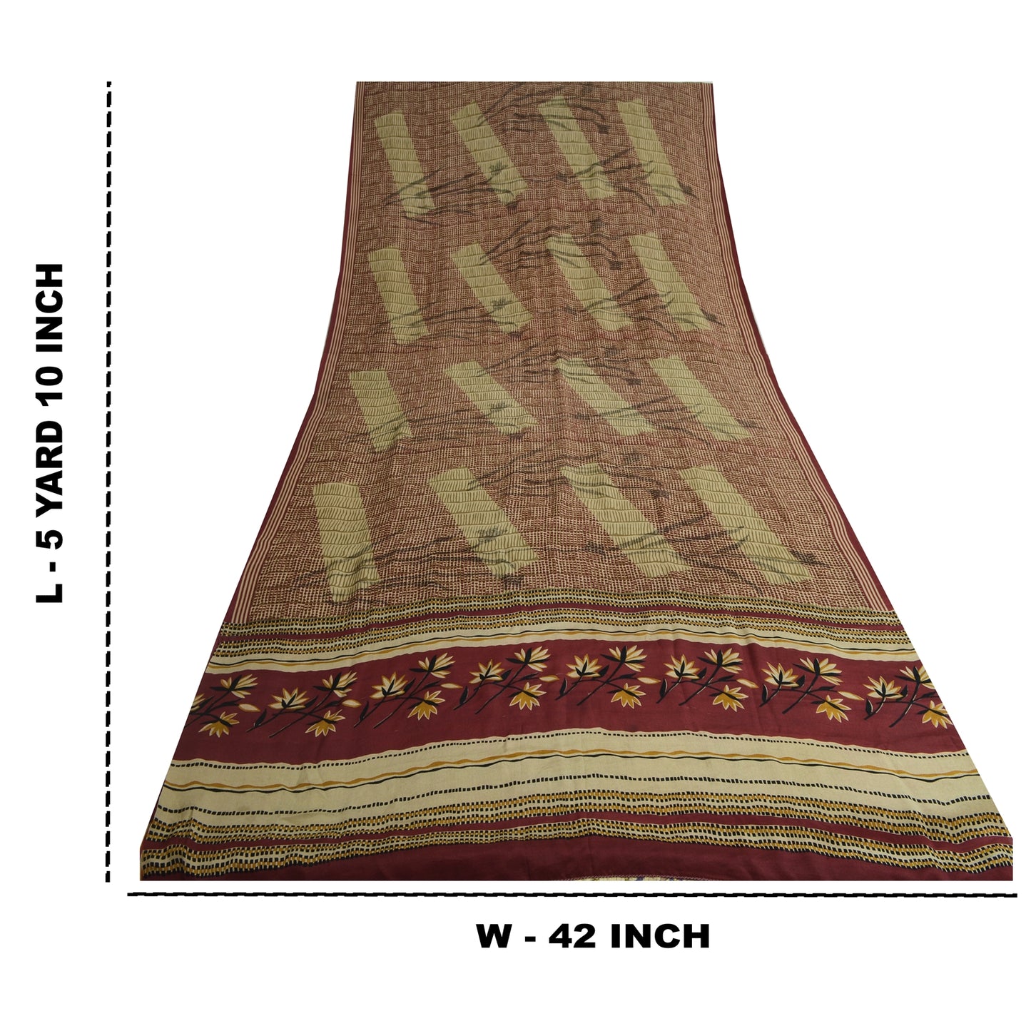 Санскритские винтажные сари из чистого красного крепированного шелка с принтом 5 ярдов ремесленная устойчивая ткань