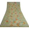 Sanskriti Vintage Sarees Pastel-Green Pure Crepe Embroidered Printed Sari Sustainable Fabric