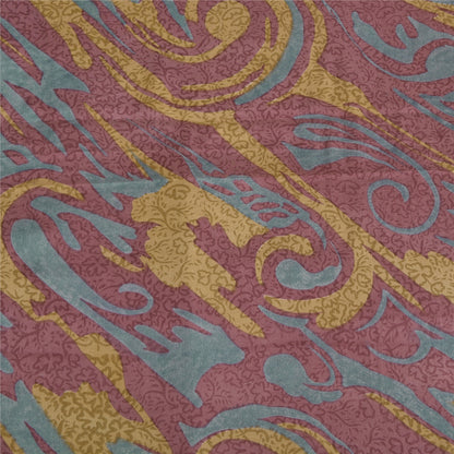 Sanskriti Vintage Sarees Mauve Pure Crepe Silk Abstract Print Sari Craft Sustainable Fabric