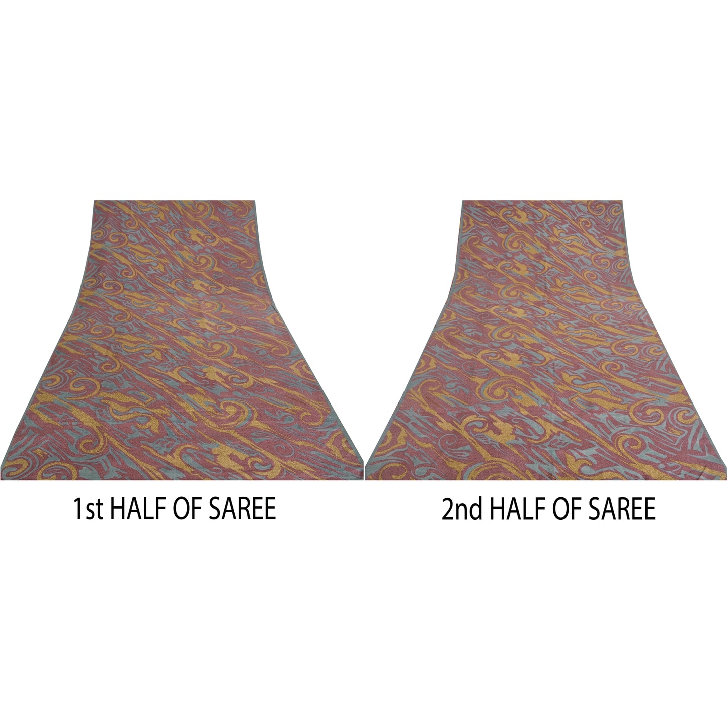 Sanskriti Vintage Sarees Mauve Pure Crepe Silk Abstract Print Sari Craft Sustainable Fabric