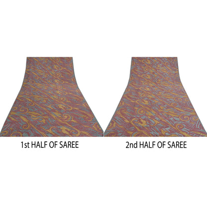 Sanskriti Vintage Sarees Mauve Pure Crepe Silk Abstract Print Sari Craft Sustainable Fabric