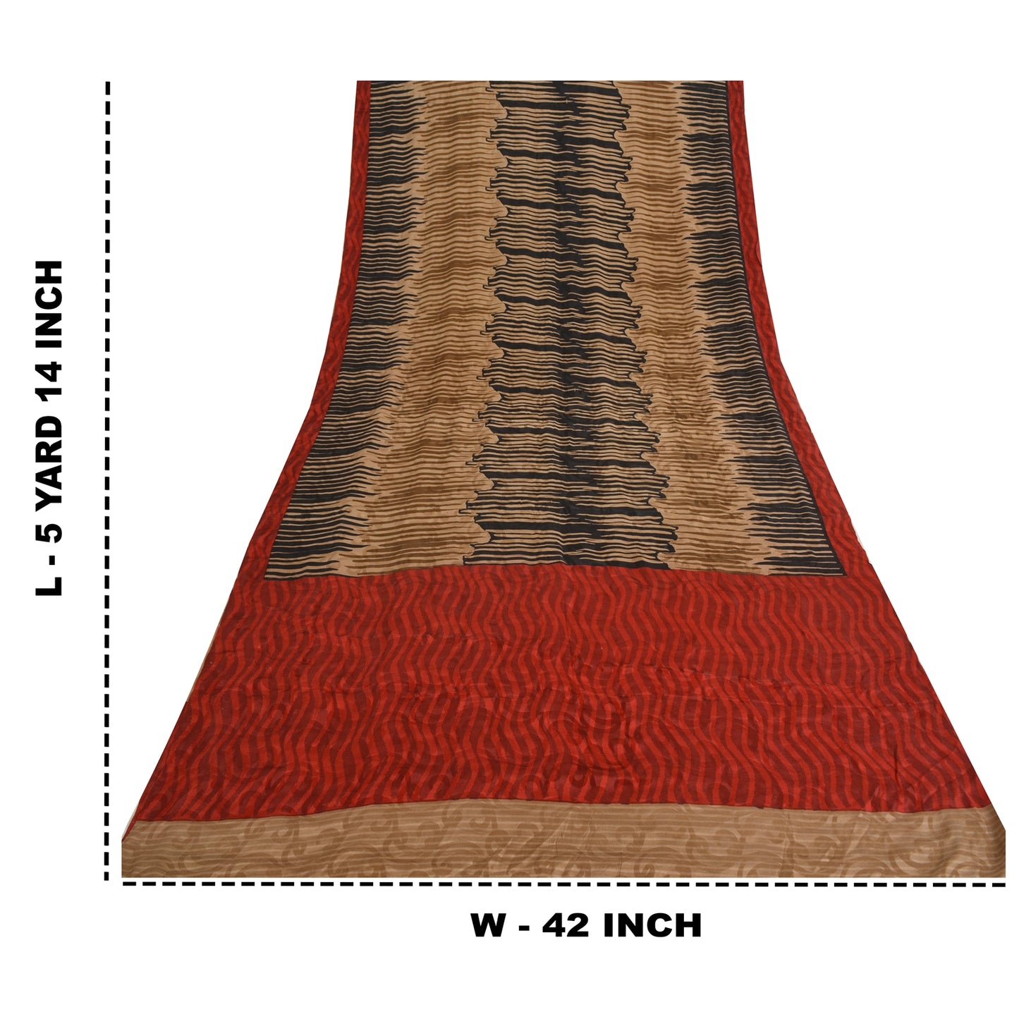 Sanskriti Vintage Sarees Multi Pure Crepe Silk Printed/Self Sari Craft Sustainable Fabric