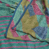 Sanskriti Vintage Sarees Indian Blue Pure Crepe Silk Printed Sari Craft Sustainable Fabric