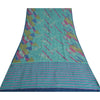 Sanskriti Vintage Sarees Indian Blue Pure Crepe Silk Printed Sari Craft Sustainable Fabric