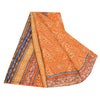 Sanskriti Vintage Sarees Orange Pure Crepe Silk Printed Sari 5yd Craft Sustainable Fabric