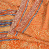 Sanskriti Vintage Sarees Orange Pure Crepe Silk Printed Sari 5yd Craft Sustainable Fabric