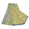 Sanskriti Vintage Sarees Green Pure Crepe Silk Printed Sari 5yd Craft Sustainable Fabric
