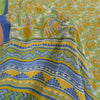 Sanskriti Vintage Sarees Green Pure Crepe Silk Printed Sari 5yd Craft Sustainable Fabric