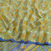 Sanskriti Vintage Sarees Green Pure Crepe Silk Printed Sari 5yd Craft Sustainable Fabric
