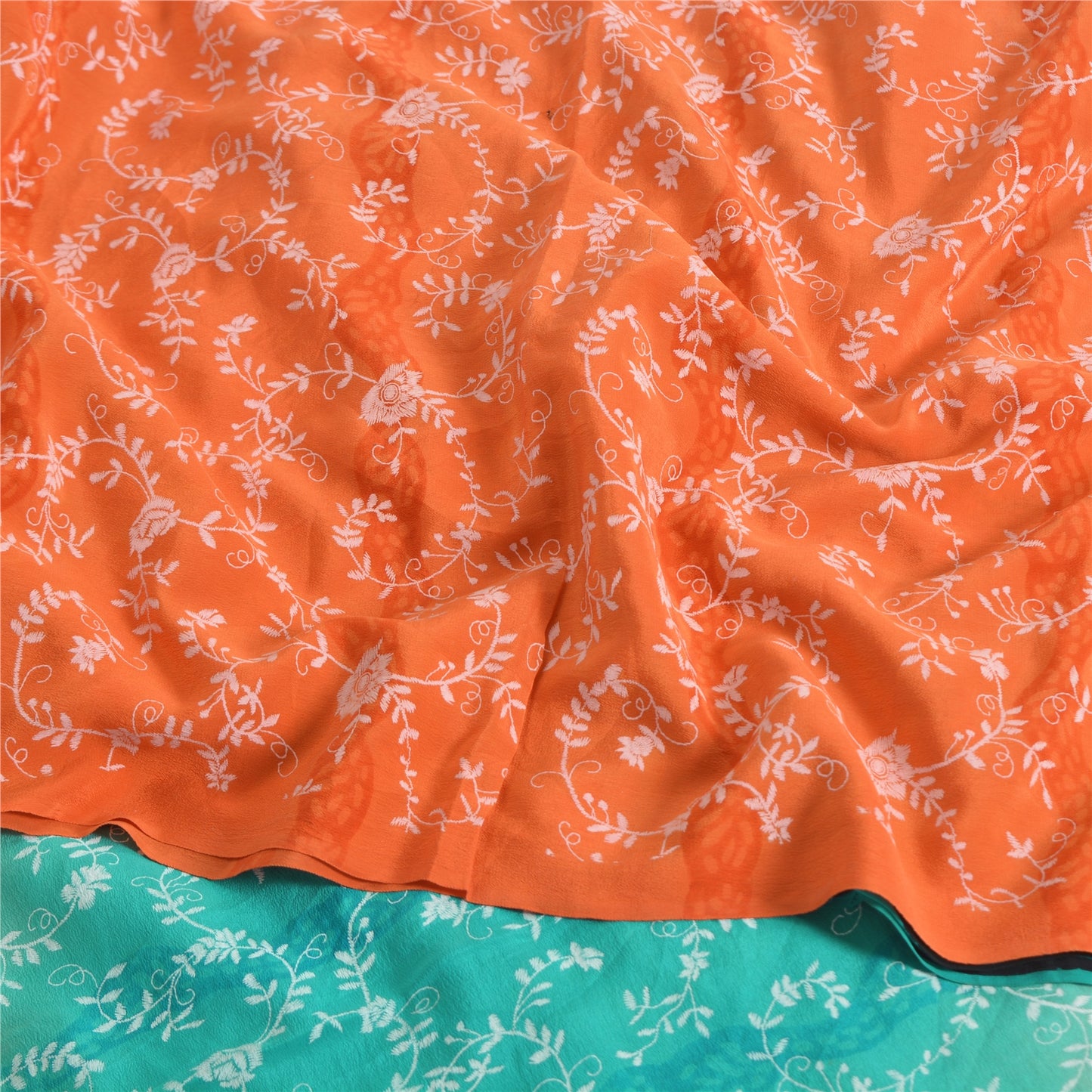 Sanskriti Vintage Sarees Multi Pure Crepe Silk Printed Sari 5yd Craft Sustainable Fabric