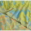 Sanskriti Vintage Sarees Green Pure Crepe Silk Printed Sari Floral Craft Sustainable Fabric