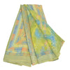Sanskriti Vintage Sarees Green Pure Crepe Silk Printed Sari Floral Craft Sustainable Fabric