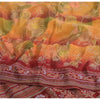Sanskriti Vintage Sarees Multi Pure Crepe Silk Printed Sari 5yd Craft Sustainable Fabric