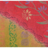 Sanskriti Vintage Sarees Green/Pink Pure Crepe Silk Printed Sari Craft Sustainable Fabric