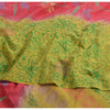 Sanskriti Vintage Sarees Green/Pink Pure Crepe Silk Printed Sari Craft Sustainable Fabric