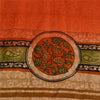Sanskriti Vintage Sarier Orange Ren Crepe Silke Trykt Sari 5yd Håndværk Bæredygtigt Stoff