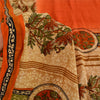 Sanskriti Vintage Sarier Orange Ren Crepe Silke Trykt Sari 5yd Håndværk Bæredygtigt Stoff