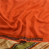 Sanskriti Vintage Sarier Orange Ren Crepe Silke Trykt Sari 5yd Håndværk Bæredygtigt Stoff