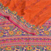Sanskriti Vintage Sarees Orange Håndperlede Ren Crepe Silke Trykt Sari Bæredygtigt Stof