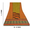 Sanskriti Vintage Sarees Green/Orange Pure Crepe Printed Sari 5yd Craft Sustainable Fabric
