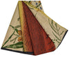 Sanskriti Vintage Sarees Pure Crepe Silk Cream/Orange Printed Sari 5yd Sustainable Fabric