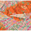 Sanskriti Vintage Sarees Ivory/Orange Pure Crepe Silk Printed Sari Craft Sustainable Fabric