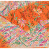 Sanskriti Vintage Sarees Ivory/Orange Pure Crepe Silk Printed Sari Craft Sustainable Fabric
