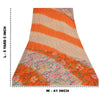 Sanskriti Vintage Sarees Ivory/Orange Pure Crepe Silk Printed Sari Craft Sustainable Fabric
