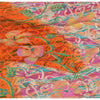 Sanskriti Vintage Sarees Ivory/Orange Pure Crepe Silk Printed Sari Craft Sustainable Fabric