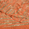 Sanskriti Vintage Sarees Green/Orange Pure Crepe Printed Sari 5yd Craft Sustainable Fabric