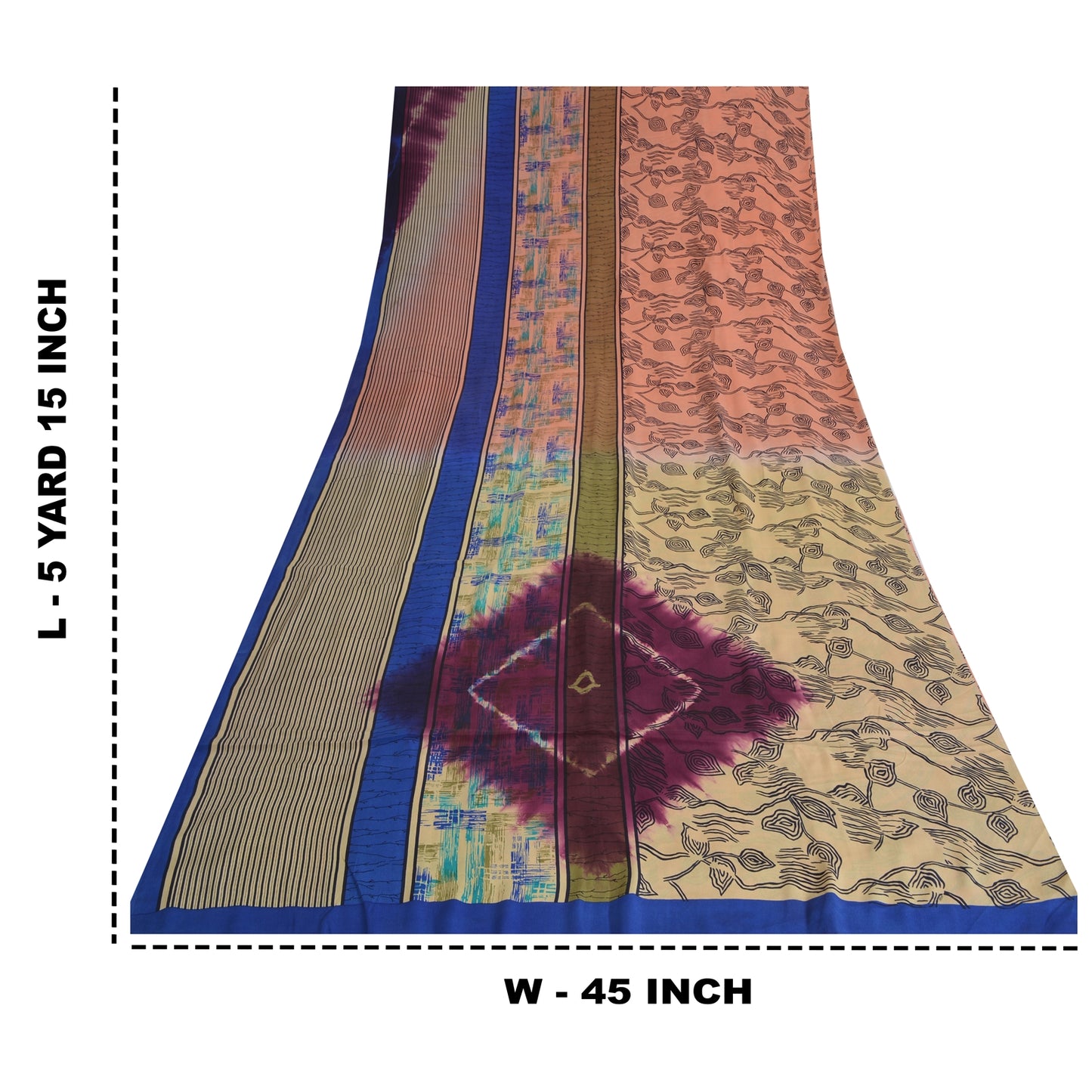 Sanskriti Vintage Sarees Pink Pure Crepe Silk Printed Sari 5yd Craft Sustainable Fabric