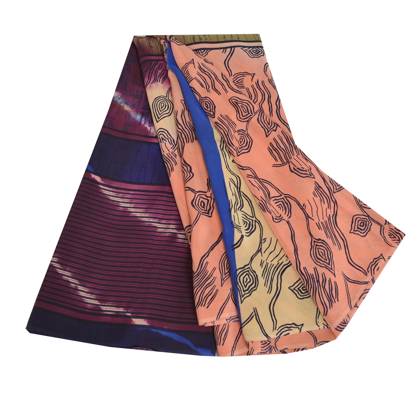 Sanskriti Vintage Sarees Pink Pure Crepe Silk Printed Sari 5yd Craft Sustainable Fabric