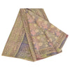 Sanskriti Vintage Sarees Multi Pure Crepe Silk Printed Sari 5yd Craft Sustainable Fabric