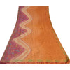 Sanskriti Vintage Sarees Saffron/Pink Pure Crepe Silk Printed Sari 5yd Sustainable Fabric