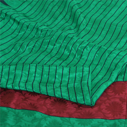 Санскритские винтажные сари из чистого зеленого крепированного шелка с принтом, сари для рукоделия, устойчивая ткань