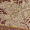 Sanskriti Vintage Sarees Ivory 100%Pure Crepe Silk Printed Sari 5yd Craft Sustainable Fabric
