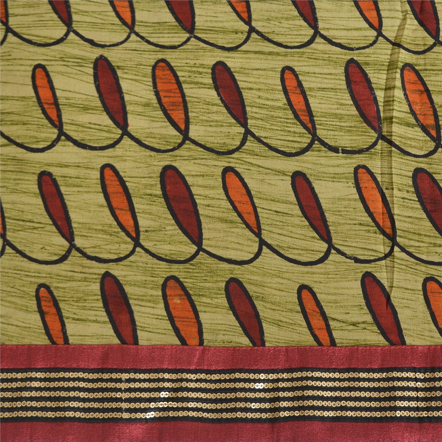 Санскритские винтажные сари из чистого зеленого крепированного шелка с напечатанной/устойчивой тканью, сари из устойчивой ткани