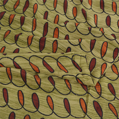 Санскритские винтажные сари из чистого зеленого крепированного шелка с напечатанной/устойчивой тканью, сари из устойчивой ткани