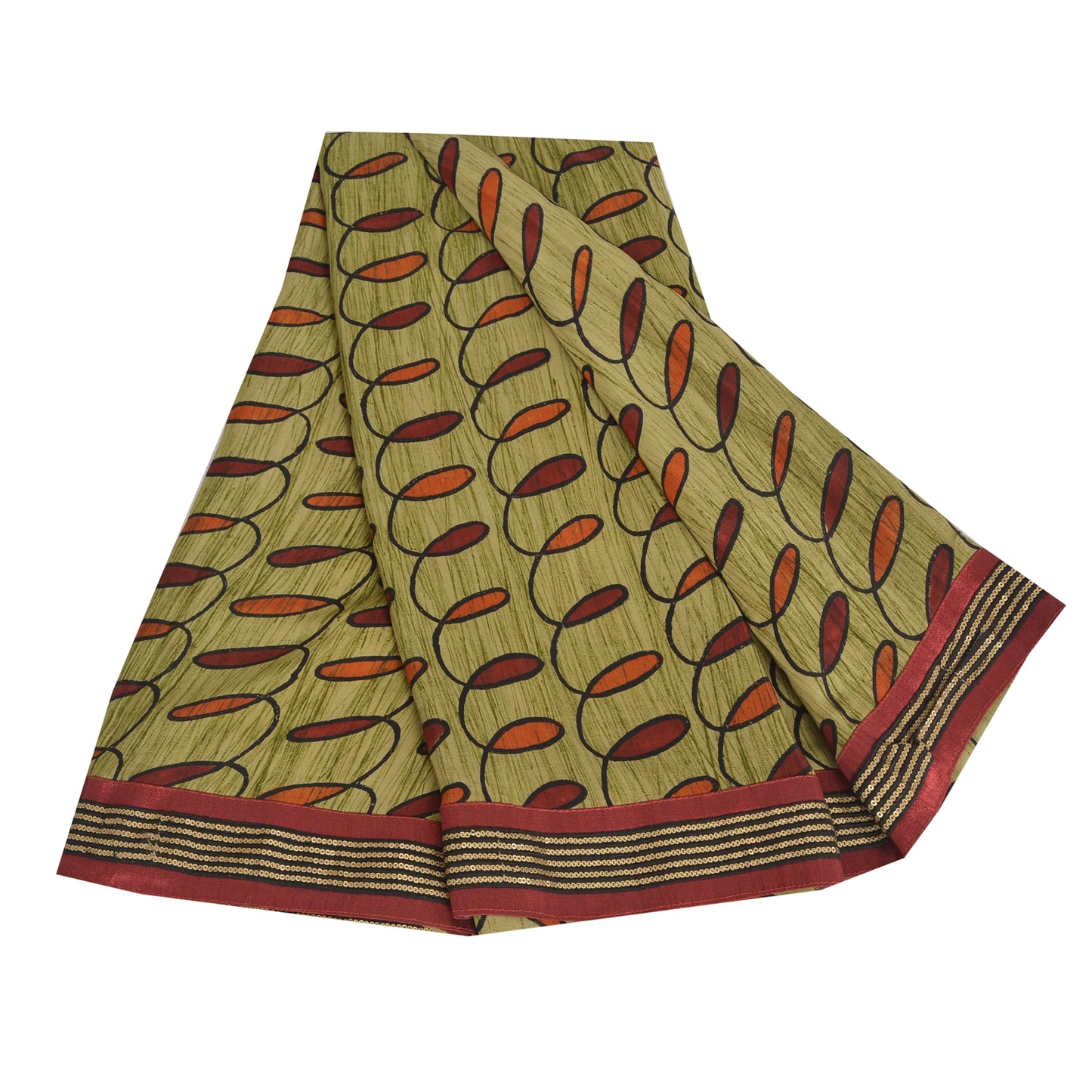 Санскритские винтажные сари из чистого зеленого крепированного шелка с напечатанной/устойчивой тканью, сари из устойчивой ткани