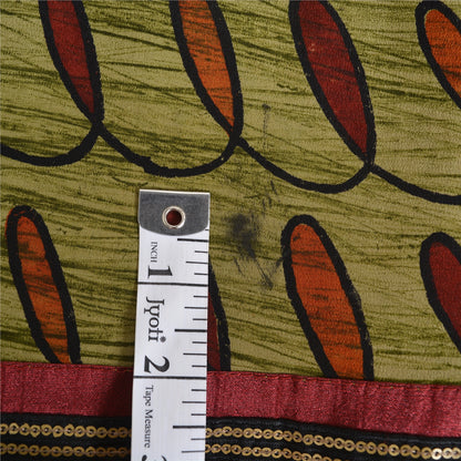 Санскритские винтажные сари из чистого зеленого крепированного шелка с напечатанной/устойчивой тканью, сари из устойчивой ткани