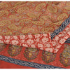 Sanskriti Vintage Sarees Red 100% Pure Crepe Silk Printed Sari 5yd Craft Sustainable Fabric
