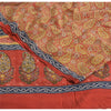 Sanskriti Vintage Sarees Red 100% Pure Crepe Silk Printed Sari 5yd Craft Sustainable Fabric