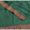 Sanskriti Vintage Sarees Green Pure Crepe Silk Print Embroidered Sari Sustainable Fabric
