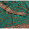 Sanskriti Vintage Sarees Green Pure Crepe Silk Print Embroidered Sari Sustainable Fabric